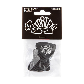 Dunlop 488P114 Tortex Pitch Black Standard Pick 1.14mm (12-Pack)