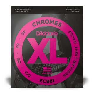 D'Addario XL Chromes Flat Wound Long Scale Bass Strings - Light 45-100