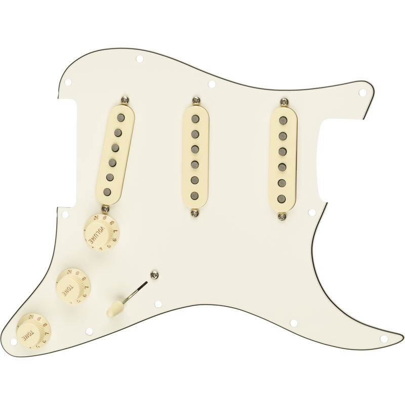 Fender Pre-Wired Strat Pickguard - Tex-Mex SSS - Parchment 11 Hole Pickguard