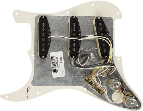 Fender Pre-Wired Strat Pickguard - Hot Noiseless SSS - Parchment 11 Hole PG