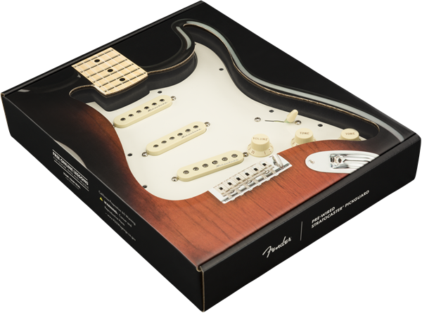 Fender Pre-Wired Strat Pickguard - Hot Noiseless SSS - Parchment 11 Hole PG