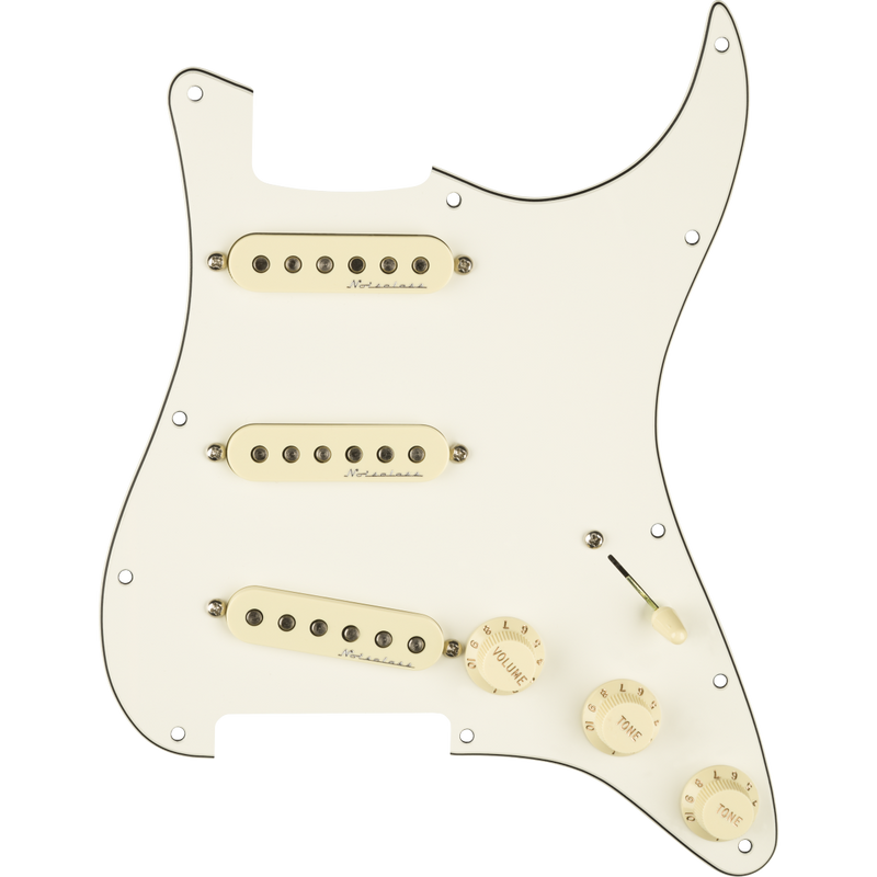 Fender Pre-Wired Strat Pickguard - Hot Noiseless SSS - Parchment 11 Hole PG
