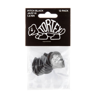 Dunlop 482P150 Tortex Pitch Black Jazz III Pick 1.50mm (12-Pack)