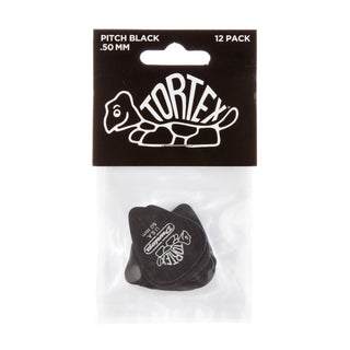 Dunlop 488P050 Tortex Pitch Black Standard Pick 0.50mm (12-Pack)