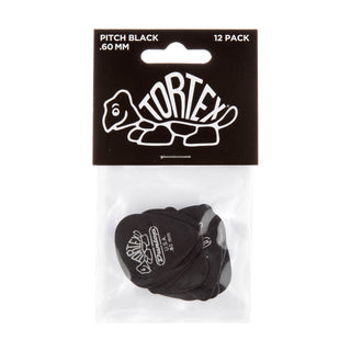 Dunlop 488P060 Tortex Pitch Black Standard Pick 0.60mm (12-Pack)