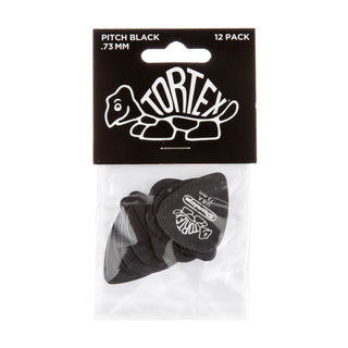 Dunlop 488P073 Tortex Pitch Black Standard Pick 0.73mm (12-Pack)