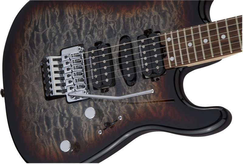 Charvel MJ San Dimas Style 1 HSH FR PF QM - Pau Ferro Fingerboard - Midnight Glow