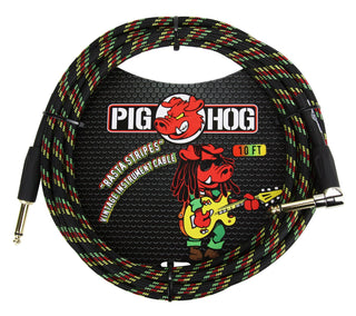 Pig Hog "Rasta Stripes" Instrument Cable - 10ft Right Angle