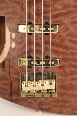 Used JClef Basses Jubal 2023 Natural Quilt Top Semi Hollow Body Bass - Modified