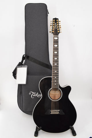 Used Takamine TSP158C-12 SBL See Thru Black Gloss 12-String Acoustic Electric w/ Case
