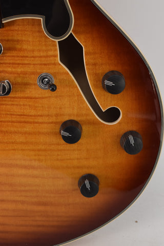 Used D'Angelico Premier DC Semi-Hollow Double Cutaway with Stop-Bar Tailpiece - Dark Iced Tea Burst