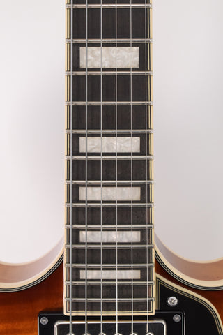 Used D'Angelico Premier DC Semi-Hollow Double Cutaway with Stop-Bar Tailpiece - Dark Iced Tea Burst