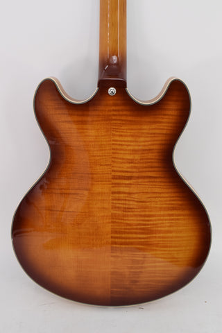 Used D'Angelico Premier DC Semi-Hollow Double Cutaway with Stop-Bar Tailpiece - Dark Iced Tea Burst