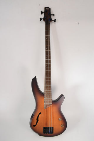 Used Ibanez SRH500 Semi Hollow Fretted Bass Guitar - Dragon Eye Burst Flat with Hardshell Case