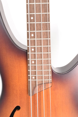 Used Ibanez SRH500 Semi Hollow Fretted Bass Guitar - Dragon Eye Burst Flat with Hardshell Case