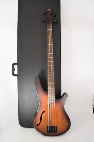 Used Ibanez SRH500 Semi Hollow Fretted Bass Guitar - Dragon Eye Burst Flat with Hardshell Case
