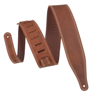 Levy's 2.5" Butter Double Stitch Leather Guitar Strap - Brown