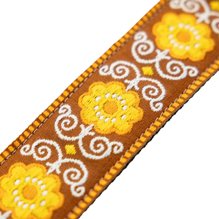 Levy's 2" Hootenanny Jacquard Weave Guitar Strap - Yellow Flower Power
