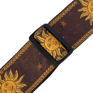 Levy's 2" Sun Design Lacquard Weave Guitar Strap - Brown