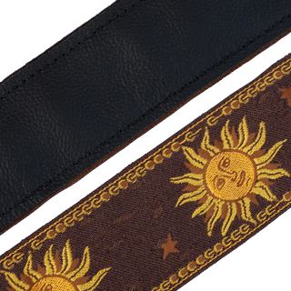 Levy's 2" Sun Design Lacquard Weave Guitar Strap - Brown