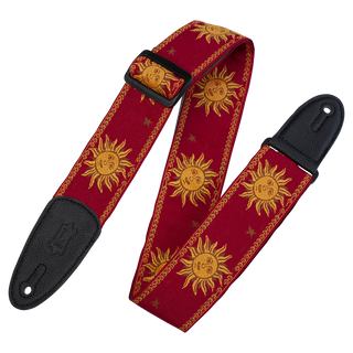 Levy's 2" Sun Design Lacquard Weave Guitar Strap - Red