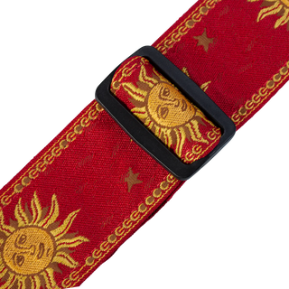 Levy's 2" Sun Design Lacquard Weave Guitar Strap - Red