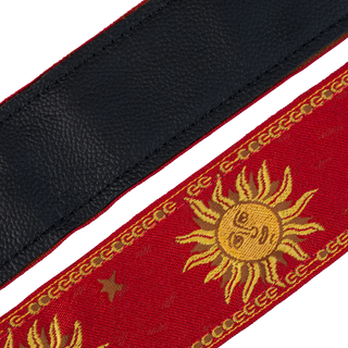 Levy's 2" Sun Design Lacquard Weave Guitar Strap - Red