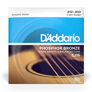 D'Addario EJ16 Phosphor Bronze Acoustic Guitar Strings - Light 12-53
