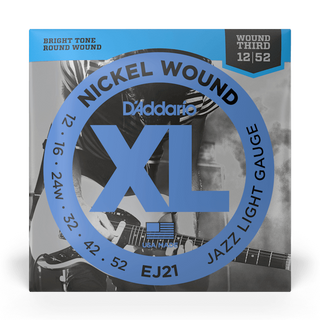 D'Addario EJ21 XL Nickel Electric Guitar Strings - Jazz Light 12-52