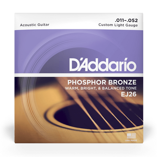 D'Addario EJ26 Phosphor Bronze Acoustic Guitar Strings - Custom Light 11-52