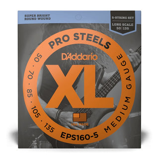 D'Addario XL ProSteels 5-String Long Scale Bass Strings - Medium 50-135