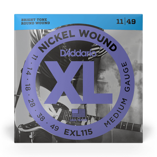 D'Addario XL Nickel Wound Electric Guitar Strings - Medium 11-49