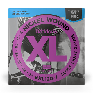 D'Addario XL Nickel 7-String Electric Guitar Strings - Super Light 9-54
