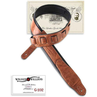 Walker and Williams: G-102 Dark London Tan Leather Strap with Padded Glove Leather Back