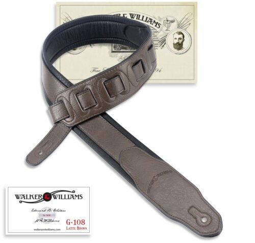 Walker and Williams: G-108 Dark Walnut Brown Leather Strap with Padded Glove Leather Back
