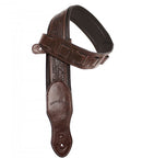 Walker and Williams: G-110 Mahogany Brown Strap with Embossed Tooling and Padded Back