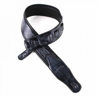 Walker and Williams: GB-182 Cobalt Black Brushed Celtic Braid Design Padded Strap