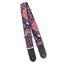 Walker and Williams: JK-02 Vintage Modern Red, White & Blue Paisley Design With Chrome Hardware & Leather Ends