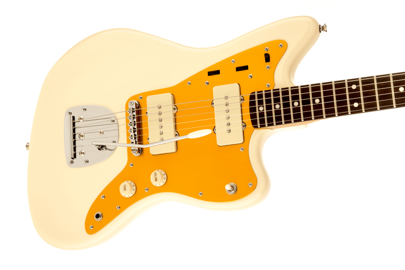 Squier J Mascis Jazzmaster - Gold Anodized Pickguard - Vintage White with Fender Deluxe Molded Case