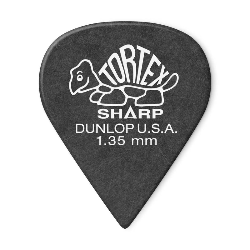 Dunlop Tortex Sharp Guitar Picks - 1.35mm Black (12-pack)