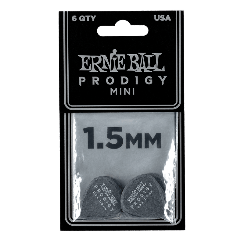 Ernie Ball 1.5 mm Black Mini Prodigy Picks - 6 Pack - Safe Haven Music