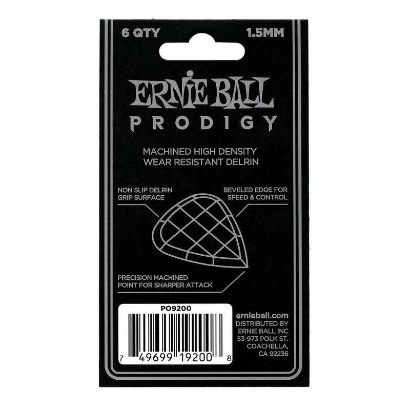 Ernie Ball 1.5 mm Black Mini Prodigy Picks - 6 Pack - Safe Haven Music