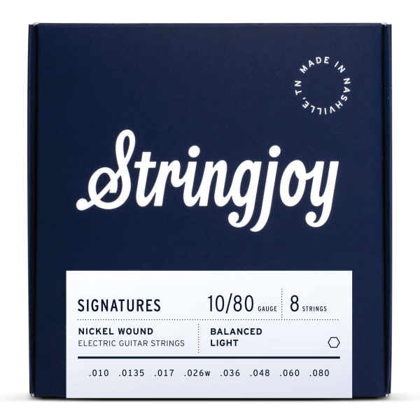 Stringjoy Signatures - 8 String Heavy Bottom Light Gauge (10-85) Nickel Wound Electric Guitar Strings