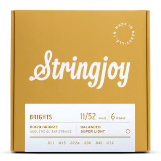 Stringjoy Brights - Super Light Gauge (11-52) 80/20 Bronze Acoustic Guitar Strings SJ-BB1152