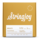 Stringjoy Brights - Super Light Gauge (11-52) 80/20 Bronze Acoustic Guitar Strings