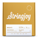 Stringjoy Brights - Light Gauge (12-54) 80/20 Bronze Acoustic Guitar Strings