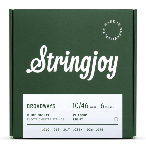 Stringjoy Broadways - Classic Light Gauge (10-46) Pure Nickel Electric Guitar Strings