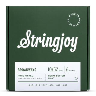 Stringjoy Broadways - Heavy Bottom Light Gauge (10-52) Pure Nickel Electric Guitar Strings
