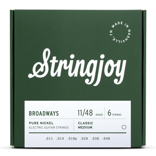 Stringjoy Broadways - Classic Medium Gauge (11-48) Pure Nickel Electric Guitar Strings