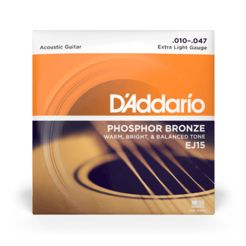 D'Addario EJ15 Phosphor Bronze Acoustic Guitar Strings, Extra Light, 10-47 - Safe Haven Music